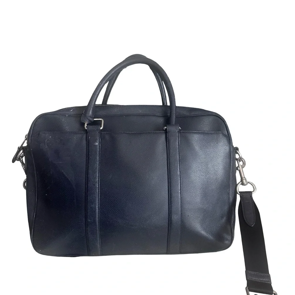 Coach Metropolitan Slim Brief Laptop Messenger Crossbody Blue Leather Bag